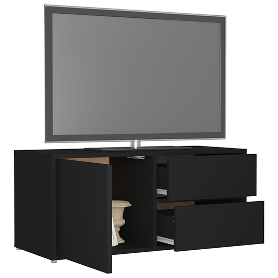 Urara Wooden TV Stand With 1 Door 2 Drawers In Black