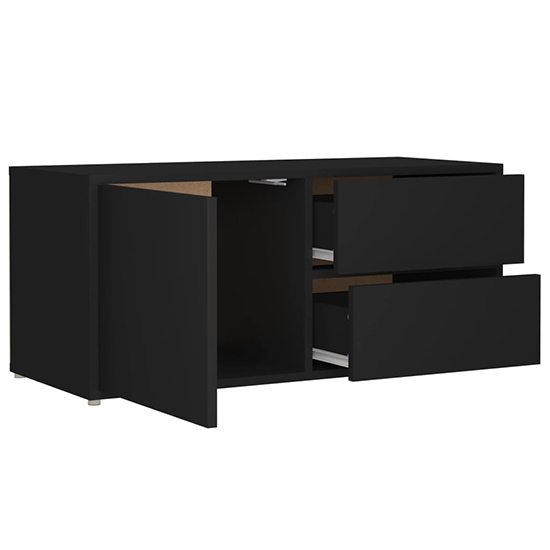 Urara Wooden TV Stand With 1 Door 2 Drawers In Black
