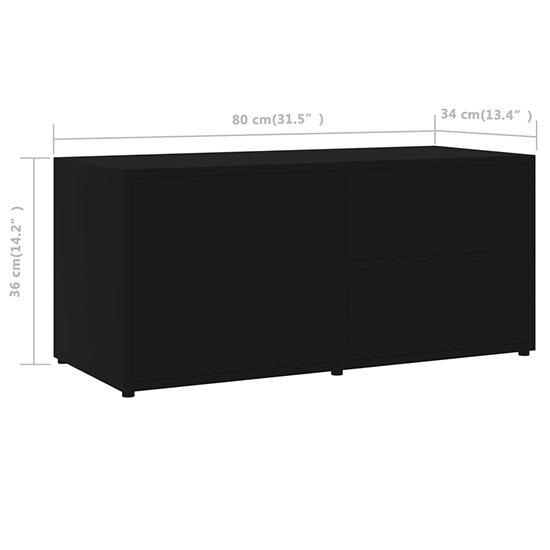 Urara Wooden TV Stand With 1 Door 2 Drawers In Black