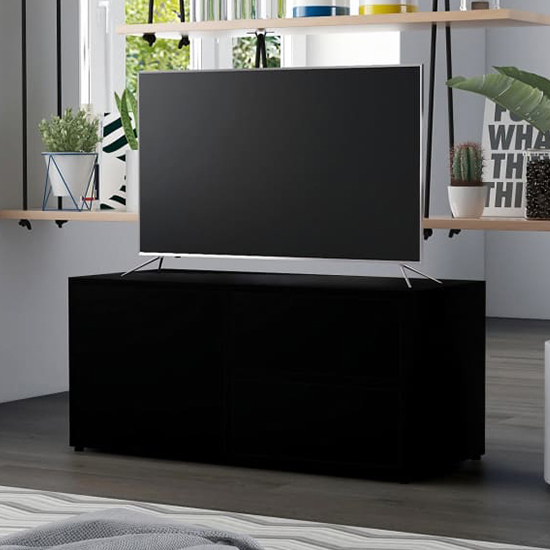 Read more about Urara wooden tv stand with 1 door 2 drawers in black