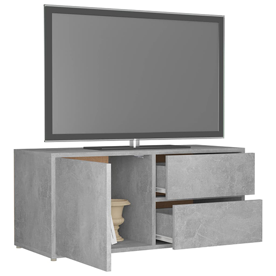 Urara Wooden TV Stand With 1 Door 2 Drawers In Concrete Effect