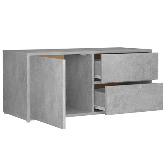 Urara Wooden TV Stand With 1 Door 2 Drawers In Concrete Effect
