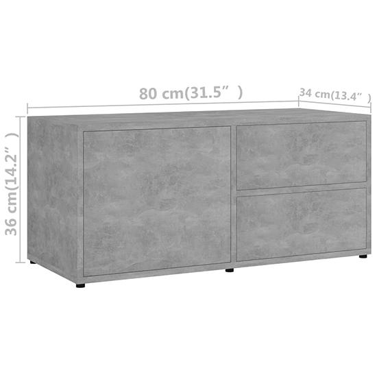 Urara Wooden TV Stand With 1 Door 2 Drawers In Concrete Effect