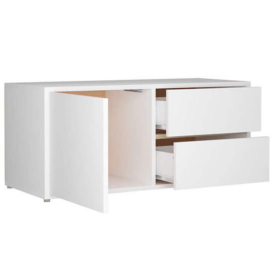 Urara Wooden TV Stand With 1 Door 2 Drawers In White