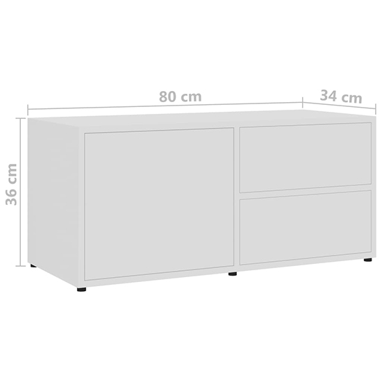 Urara Wooden TV Stand With 1 Door 2 Drawers In White