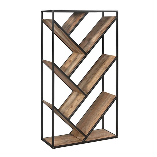 Urban Diagonal Wooden Bookcase In Rustic_3