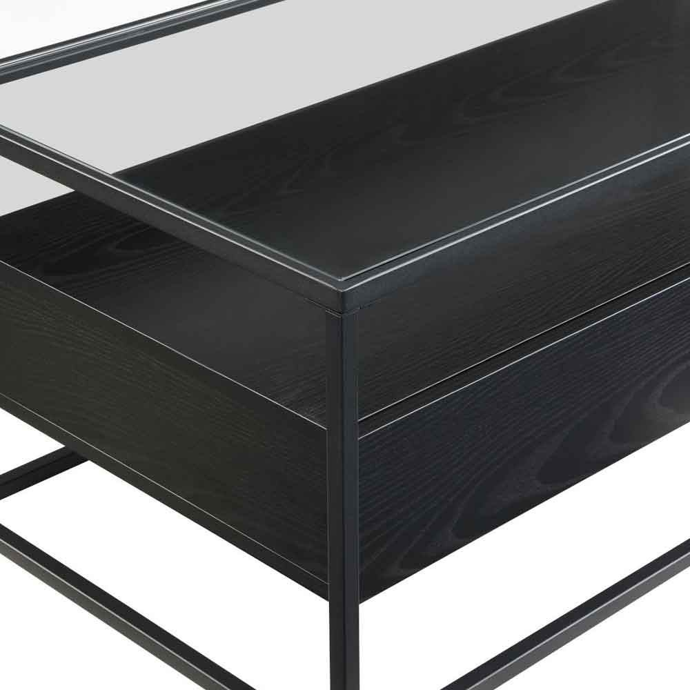 Urban Glass Top Edge Coffee Table In Black Wood