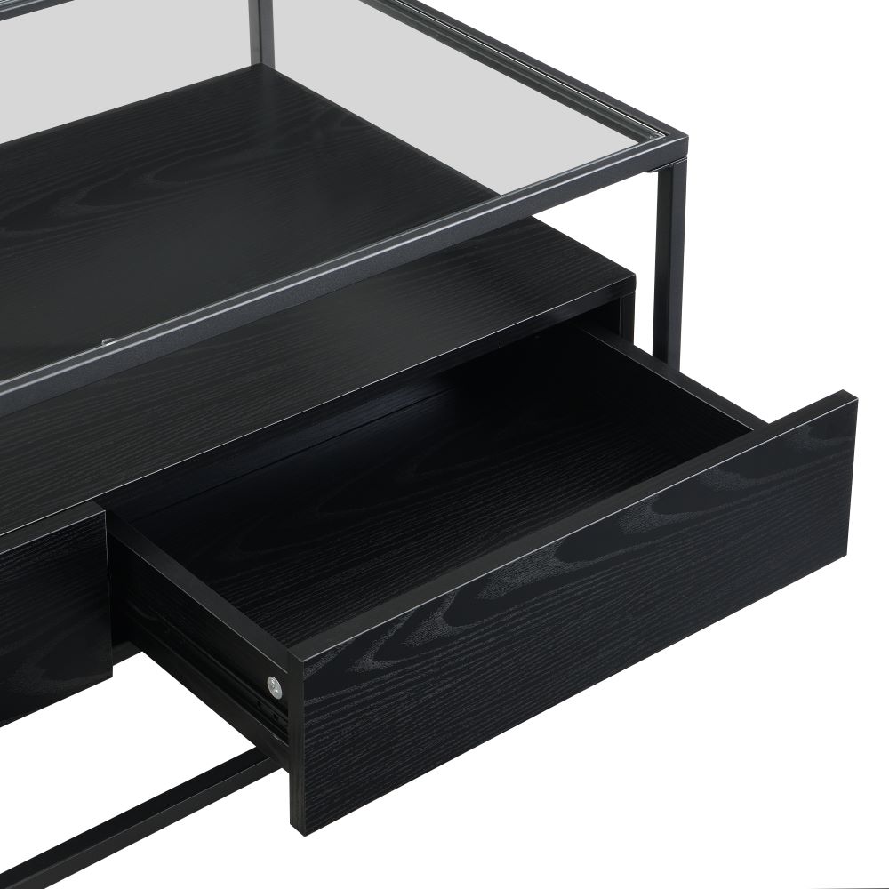 Urban Glass Top Edge Coffee Table In Black Wood