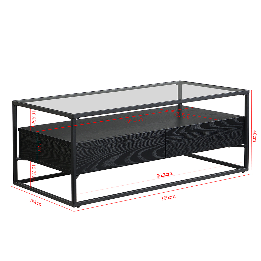 Urban Glass Top Edge Coffee Table In Black Wood