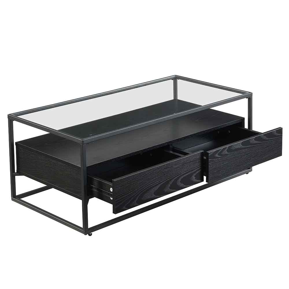 Urban Glass Top Edge Coffee Table In Black Wood