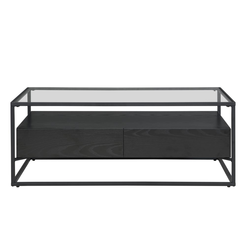 Urban Glass Top Edge Coffee Table In Black Wood