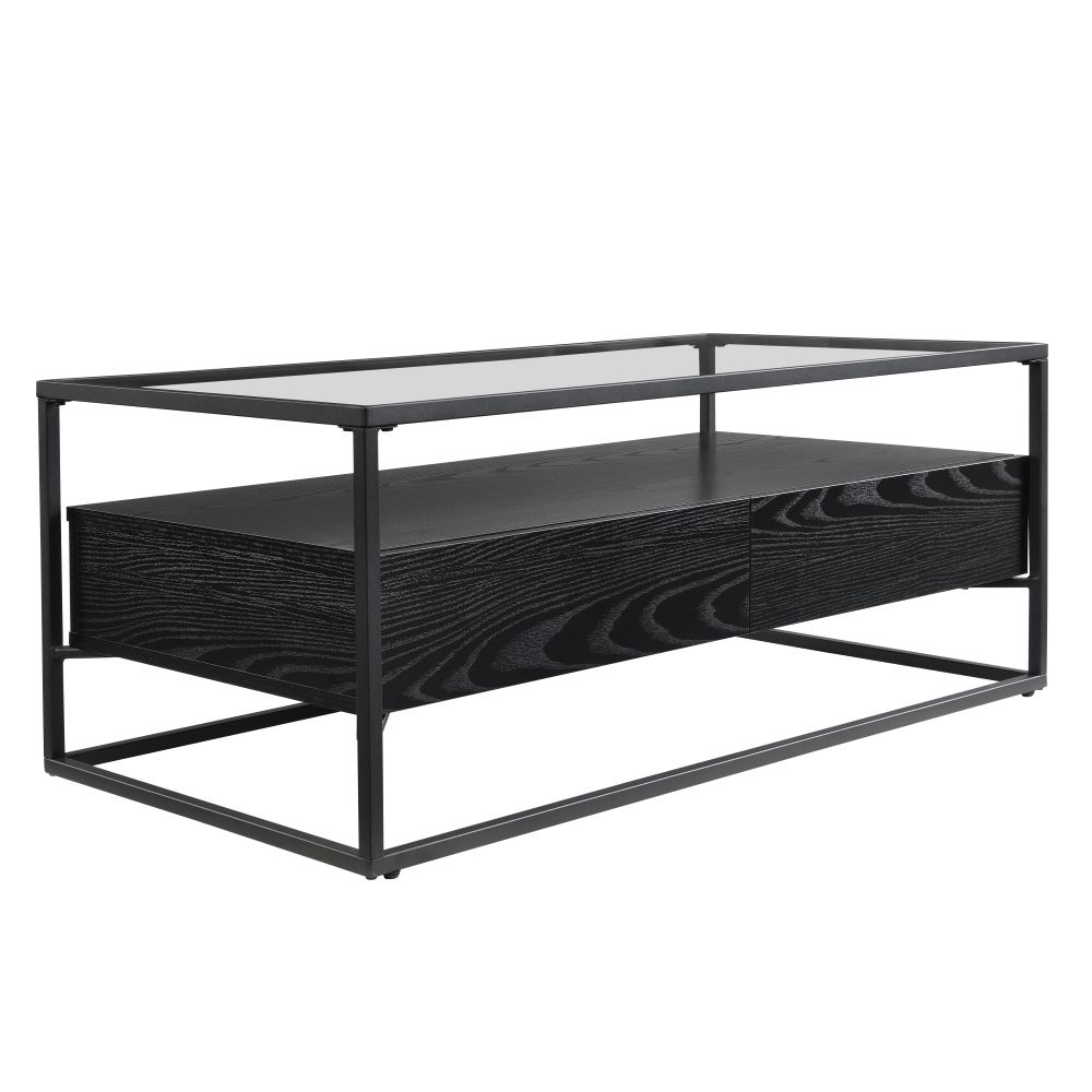 Urban Glass Top Edge Coffee Table In Black Wood
