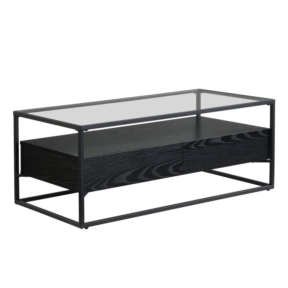 Urban Glass Top Edge Coffee Table In Black Wood
