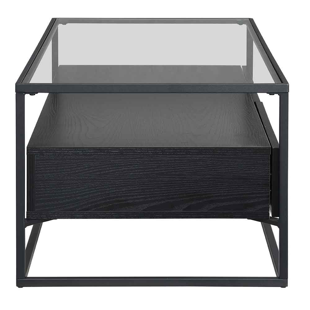 Urban Glass Top Edge Coffee Table In Black Wood