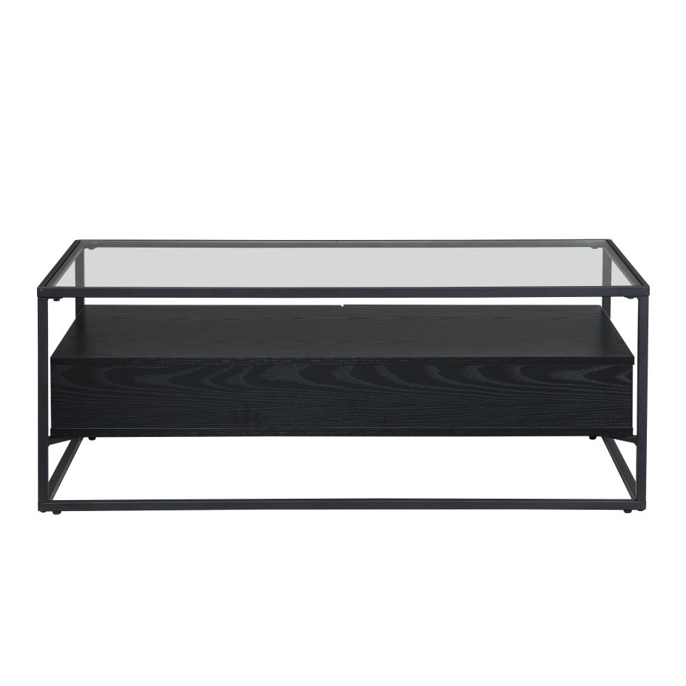 Urban Glass Top Edge Coffee Table In Black Wood