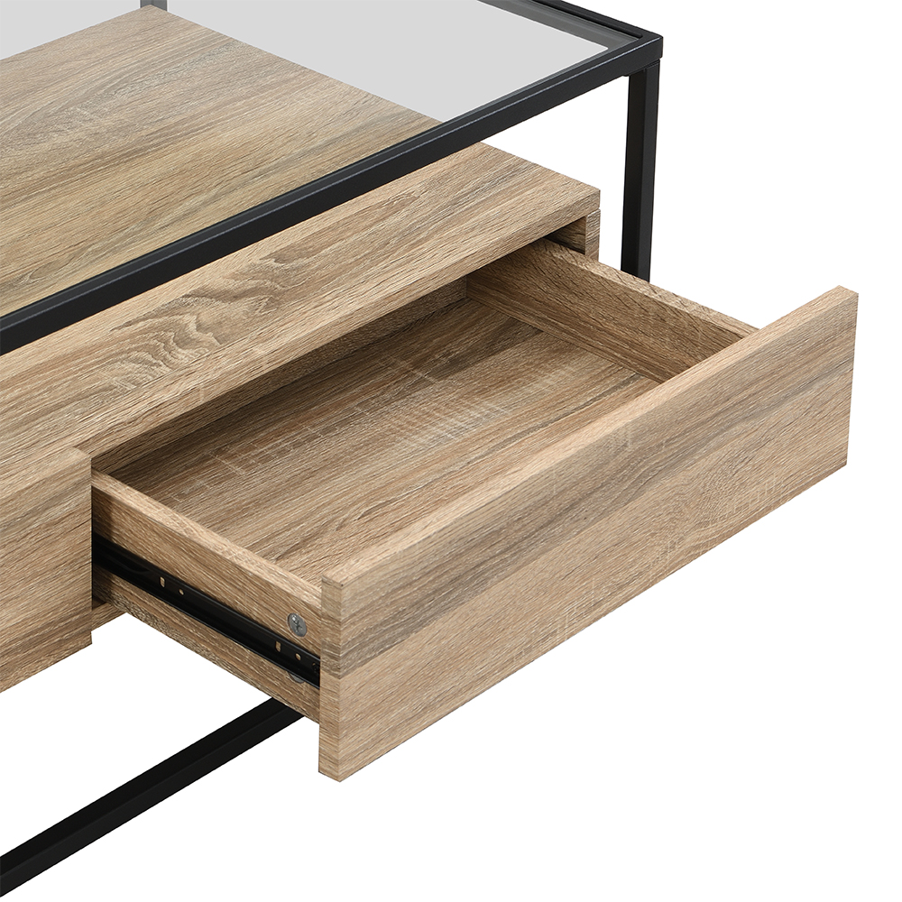 Urban Glass Top Edge Coffee Table In Sanremo Oak
