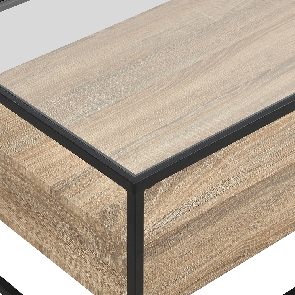 Urban Glass Top Edge Coffee Table In Sanremo Oak