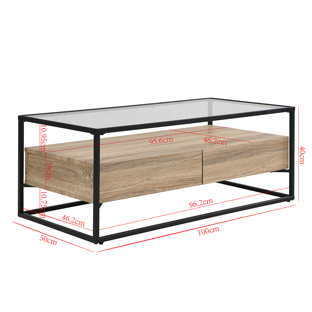 Urban Glass Top Edge Coffee Table In Sanremo Oak