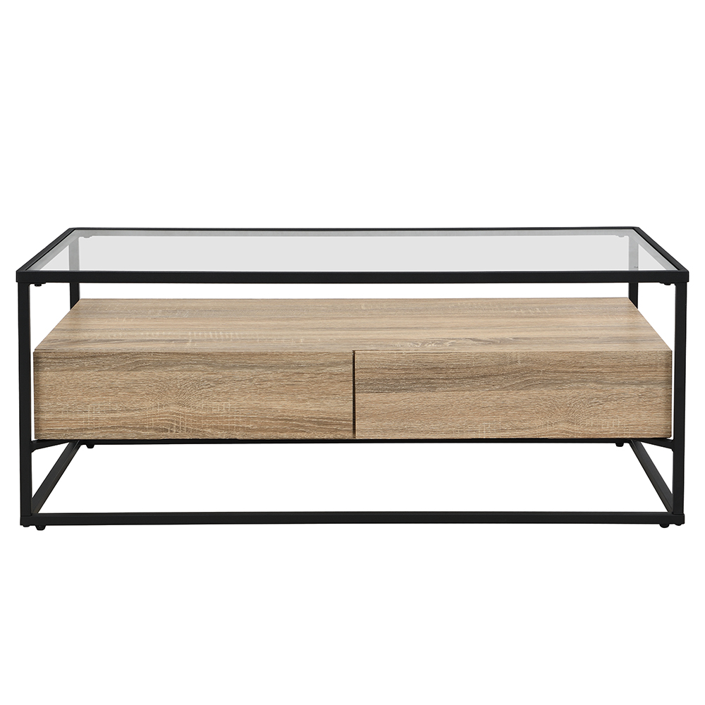Urban Glass Top Edge Coffee Table In Sanremo Oak