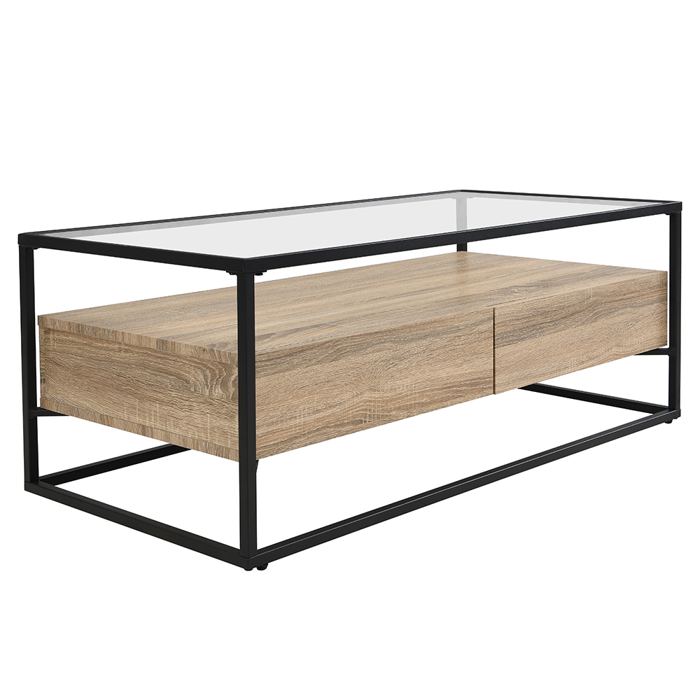 Urban Glass Top Edge Coffee Table In Sanremo Oak