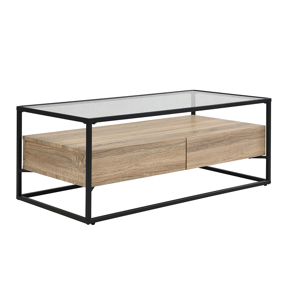 Urban Glass Top Edge Coffee Table In Sanremo Oak
