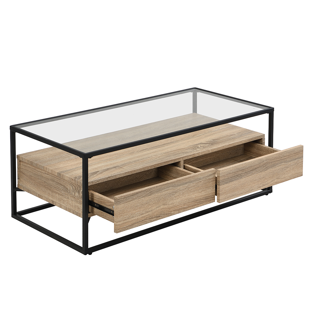 Urban Glass Top Edge Coffee Table In Sanremo Oak