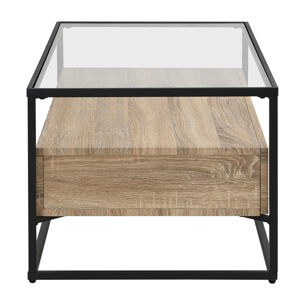 Urban Glass Top Edge Coffee Table In Sanremo Oak