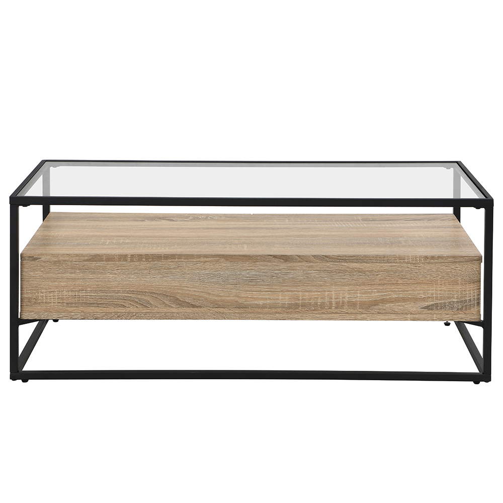 Urban Glass Top Edge Coffee Table In Sanremo Oak