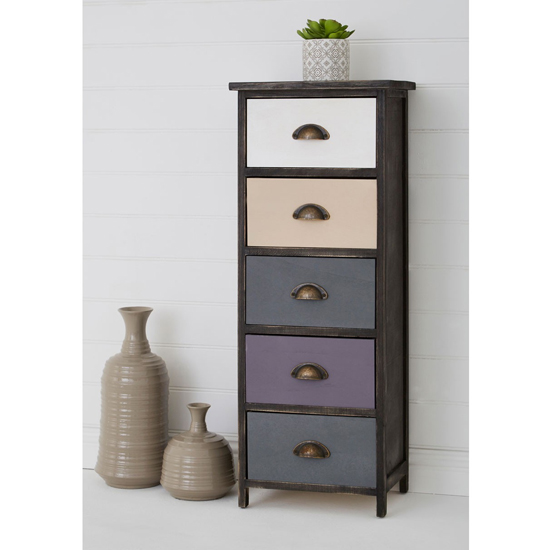 Riley Tall Chest Of Drawers With Multicolours Drawers FiF