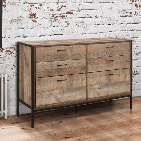 Product photograph of Urban Wooden Chest Of Drawers In Rustic With 6 Drawers from Furniture in Fashion