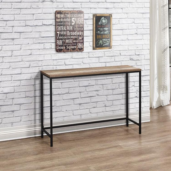 Product photograph of Urban Wooden Console Table In Rustic With Black Metal Frame from Furniture in Fashion