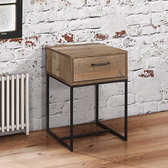 Urban Wooden Narrow Bedside In Rustic With 1 Drawer FiF