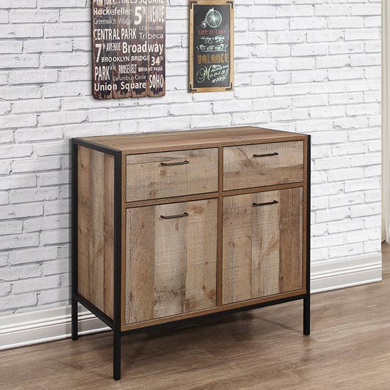 Urban Wooden Sideboard In Rustic With 2 Doors And 2 Drawers_2