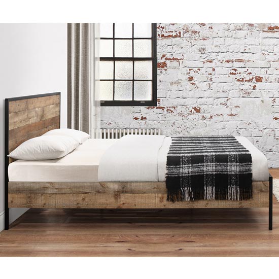 Urban Wooden Small Double Bed In Rustic_2
