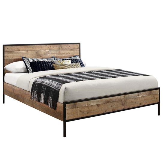 Urban Wooden Small Double Bed In Rustic_4