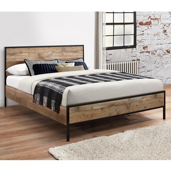 Read more about Urban wooden small double bed in rustic