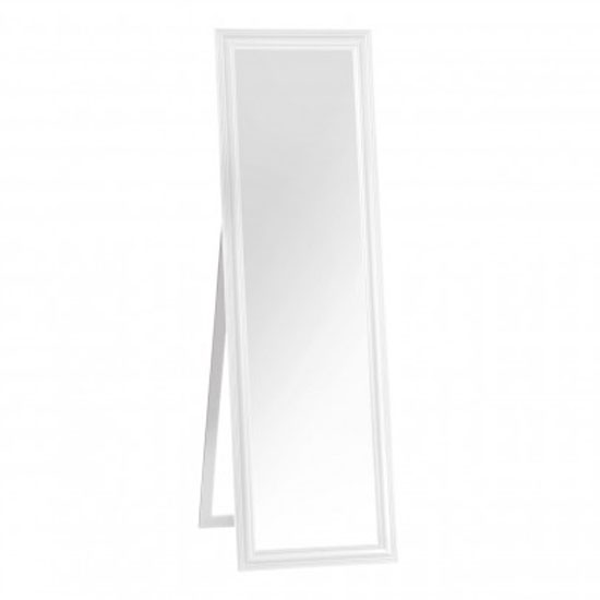 Urbana Floor Standing Cheval Mirror In White Wooden Frame Furniture