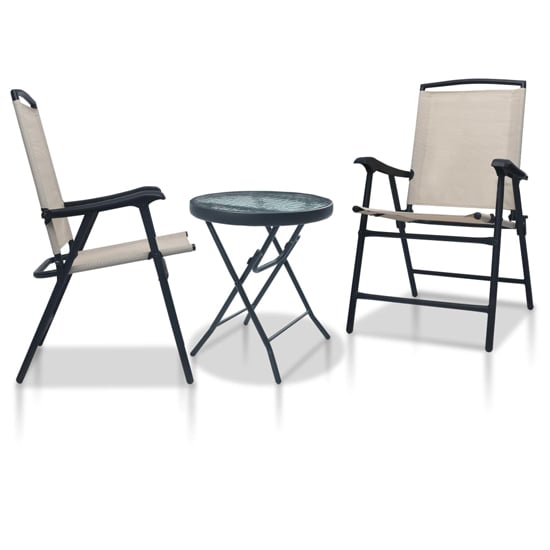 Product photograph of Urbana Glass And Steel 3 Piece Bistro Set In Cream from Furniture in Fashion