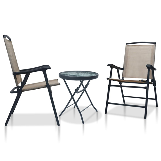 Read more about Urbana glass and steel 3 piece bistro set in taupe
