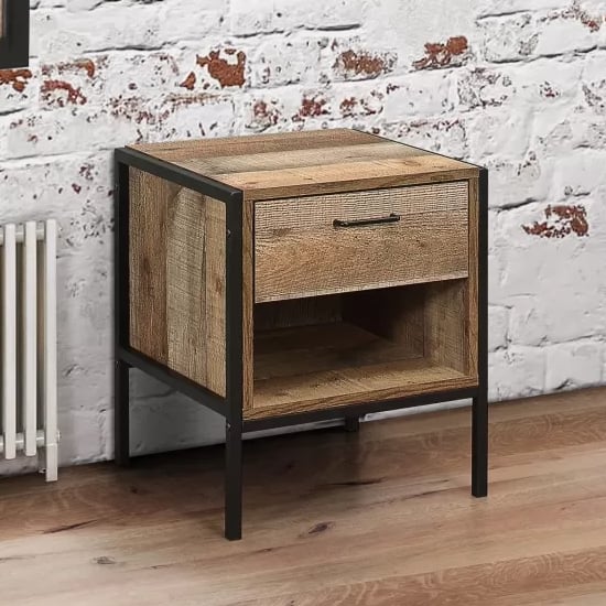 Read more about Urbana wooden bedside cabinet with 1 drawer in rustic