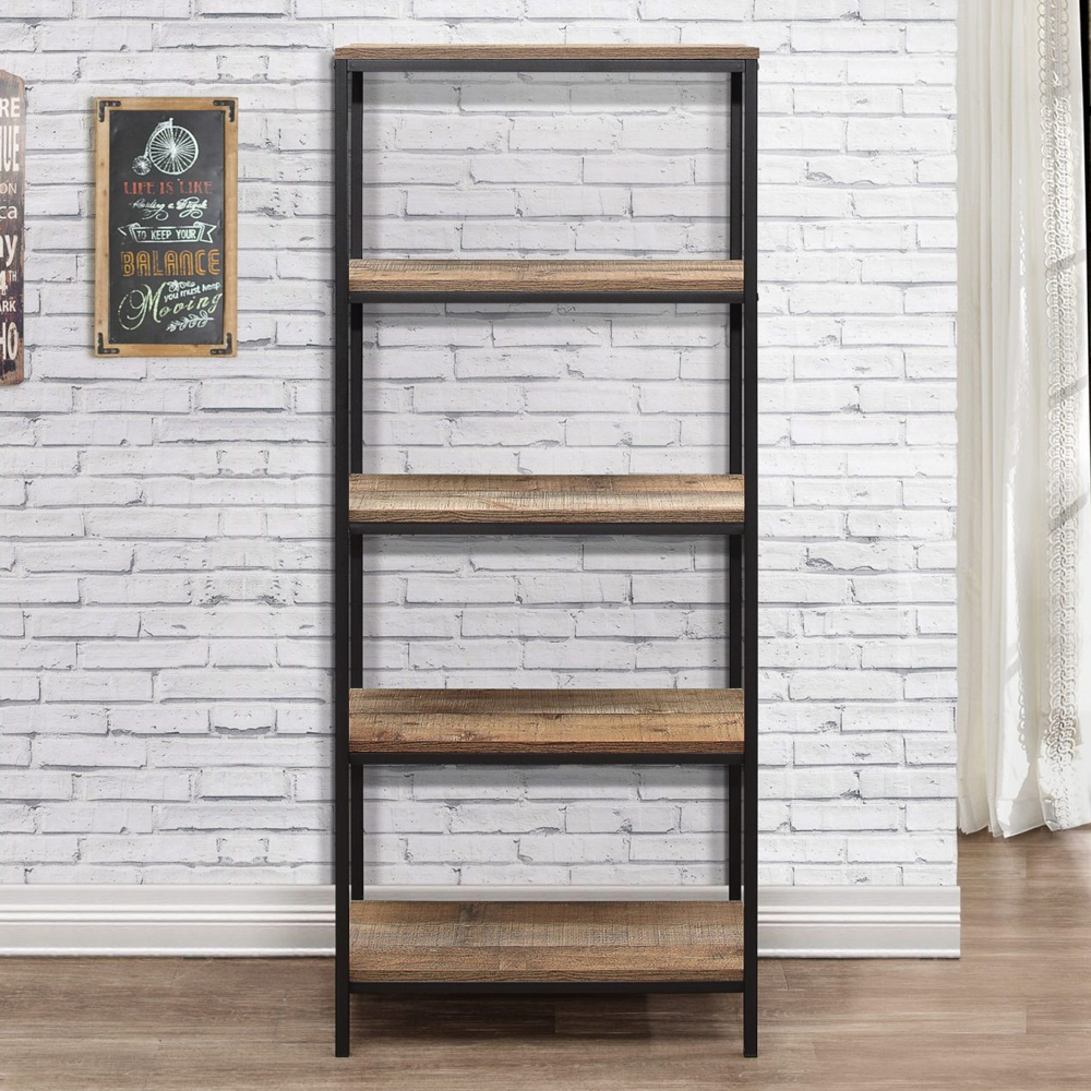 Urbana Wooden Bookcase With 4 Shelves In Rustic