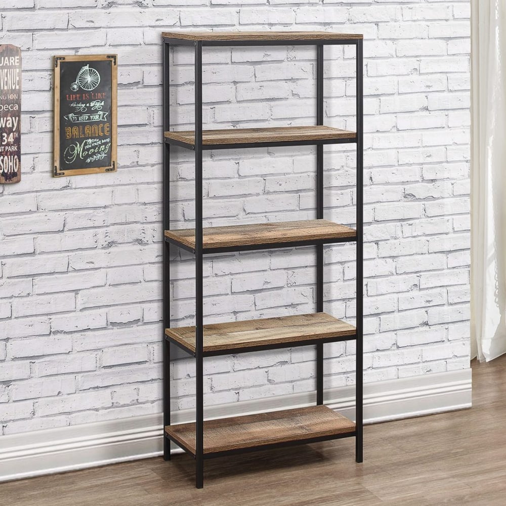 Urbana Wooden Bookcase With 4 Shelves In Rustic