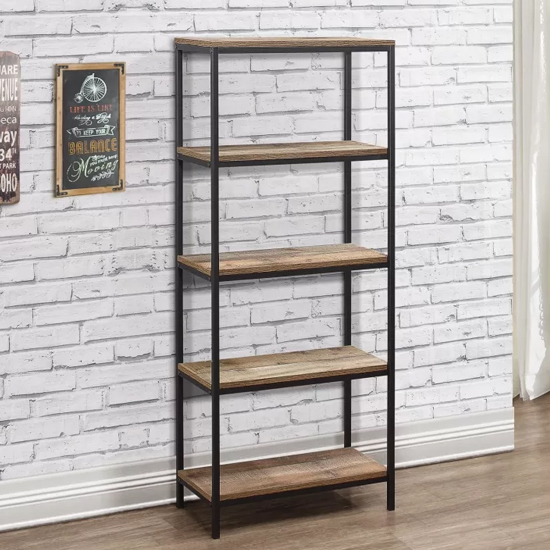 Urbana Wooden Bookcase With 5 Tiers In Rustic