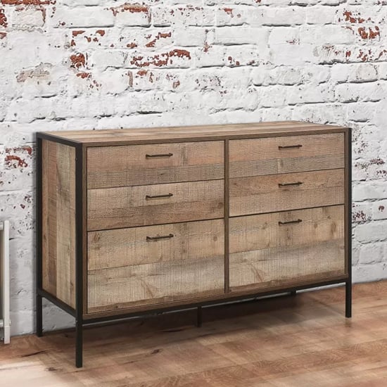 Urbana Wooden Chest Of 6 Drawers In Rustic