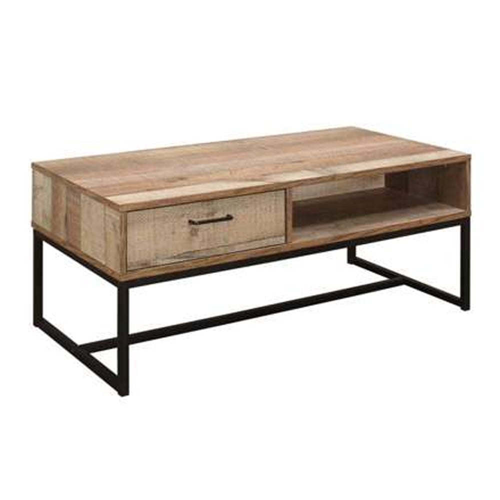 Urbana Wooden Coffee Table With 1 Drawer 1 Shelf In Rustic