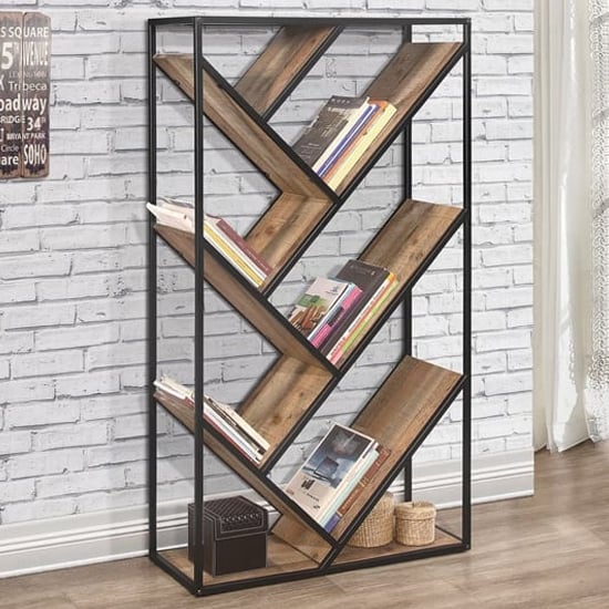 Read more about Urbana wooden diagonal bookcase in rustic