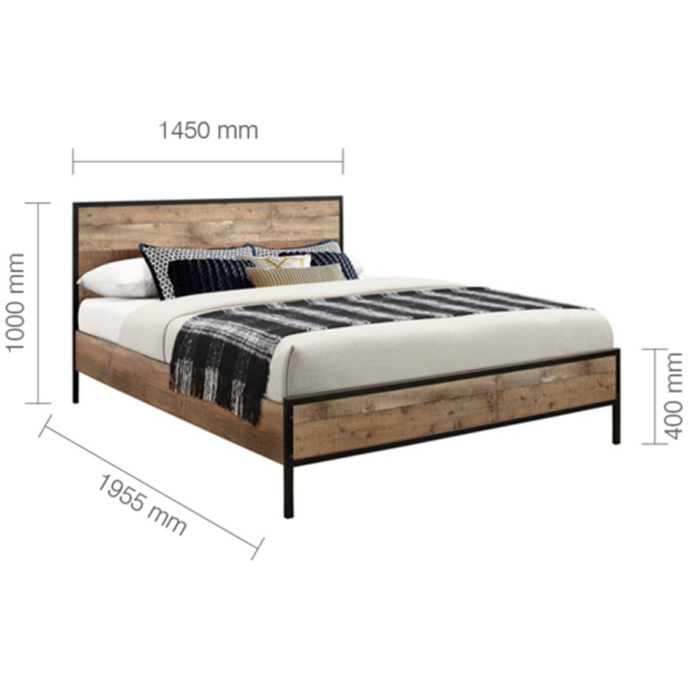 Urbana Wooden Double Bed In Rustic