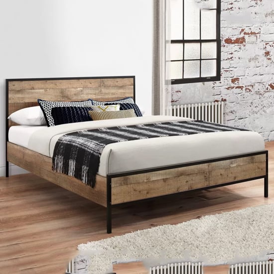 Urbana Wooden Double Bed In Rustic