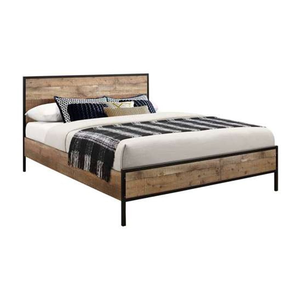 Urbana Wooden Double Bed In Rustic