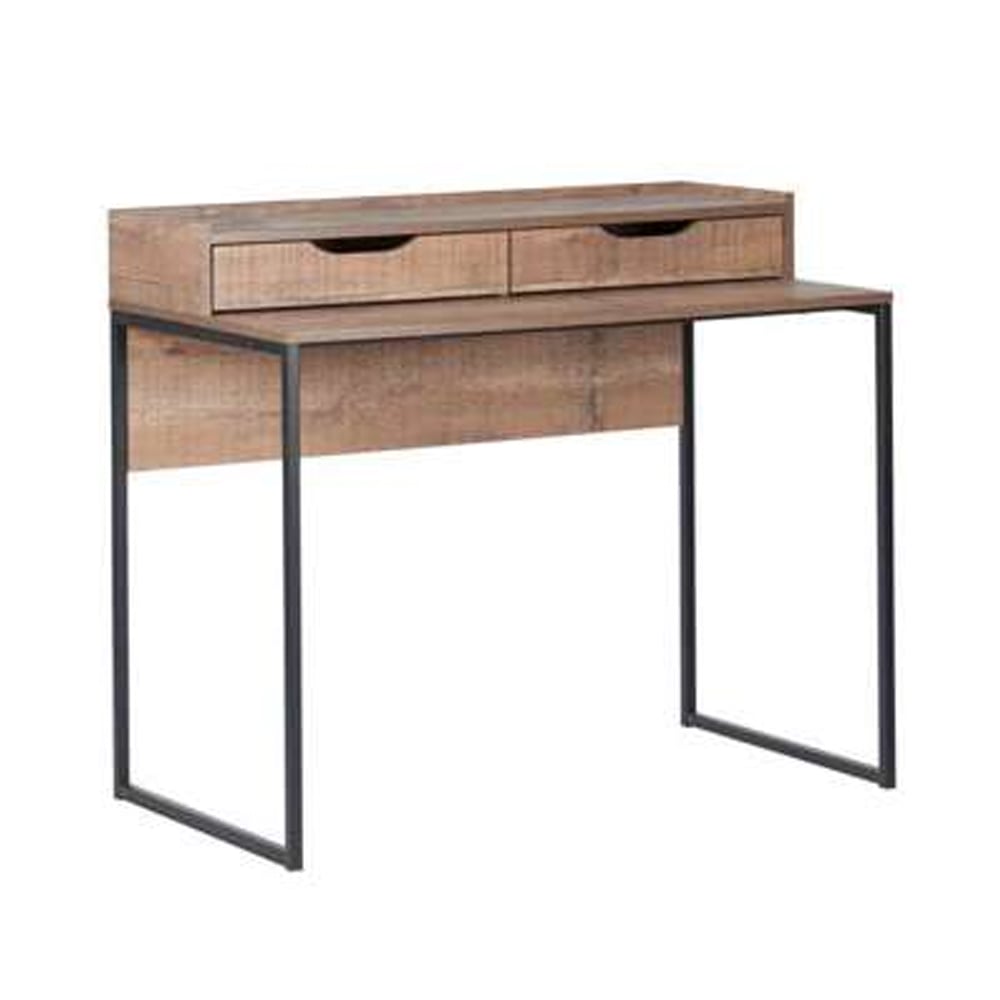 Urbana Wooden Laptop Desk With 2 Drawers In Rustic